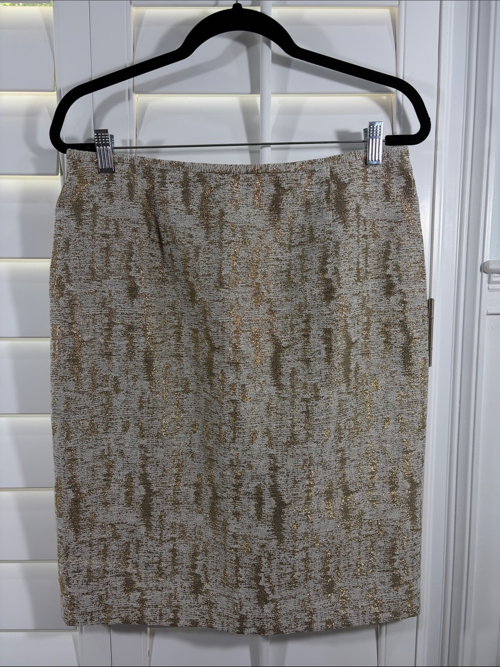 NWT CK Gold Metallic Lined Pencil Skirt (10)